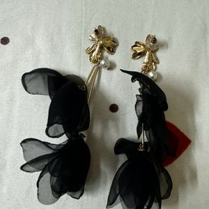 Black Flower Earrings