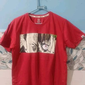 Anime Printed Red Tshirt