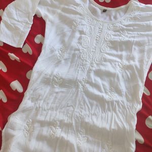 White Chikenkarti Kurti 🤍