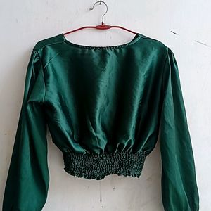 Green Full Sleeve Trendy Top