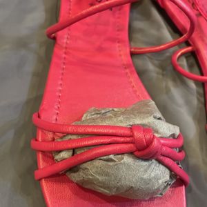 Pink Knot Strap Flats