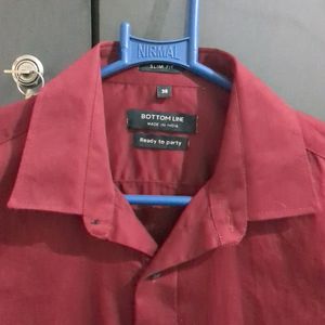 Bottom Line Maroon Slimfit Shirt , Ready To Party