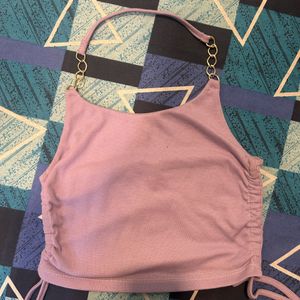 Lavender Chain Halter Neck Top