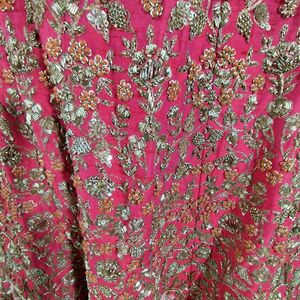 Pink Hand Embroidered Lehenga Choli (Women's)