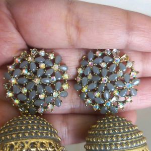 Grey Jhumk Earring