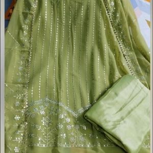 New Lemon Green Colour Heavy Embroidered Kurta Set