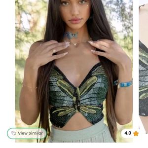Butterfly Printed Crop Top From Newme Asia.