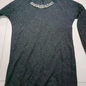 Shinny Black Party-Wear Top For Womens