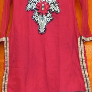 Red Kurta With Net Duppta