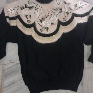 woolen sweater with embroidery work for party