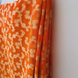 Embellished Orange Saree