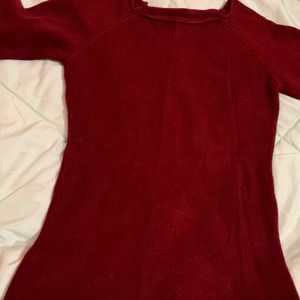 Maroon Woolen Top For Women