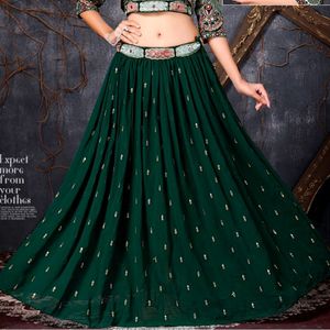 Green Crop Top And Lehenga💚