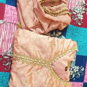 Peach Anarkali Kurthi Set