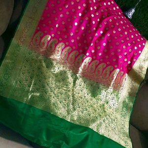 Beautiful Rani pink silk saree