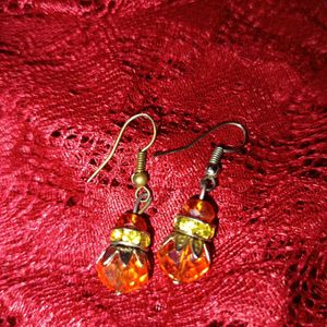 Orange Crystal Hanging Earring