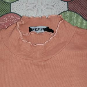 Peach-Coloured High-Neck Top