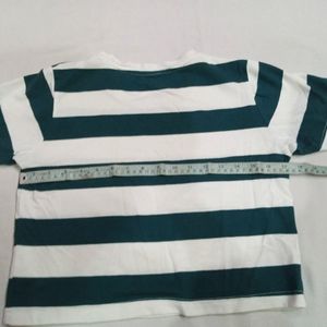 White-green Strip Crop Top