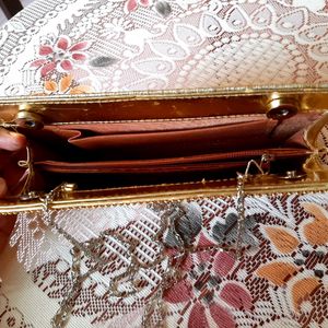 Gold Colour Clutch with Sling