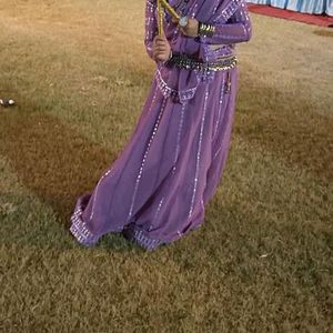 Purple Lehenga With Cancan