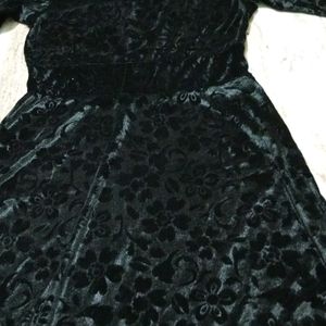 Black Velvet Long Dress For Women Or Girls Like Ne