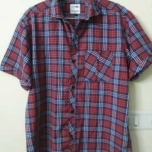 Red & Blue Checkered Shirt For Casual Wear
