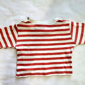 ⭕️➡️.Red &white Stripes Unisex Babies T-shirt