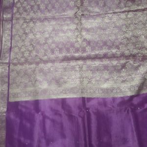 Saree With Blouse Lavender Color