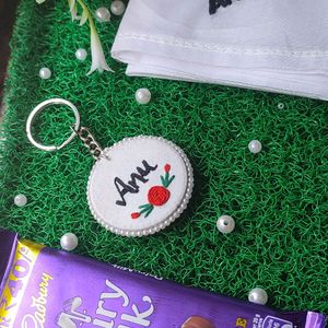 Name Embroidery Keychain+Personalised Handkerchief