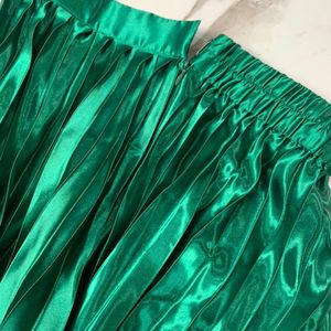 Silk Long Pleated Skirt