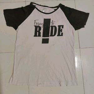 White T-Shirt with Black Raglan Sleeves