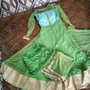 Mirror Work Full Flared Anarkali Set