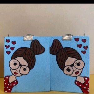 Hand-painted Fabric Earring