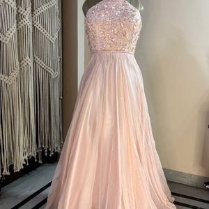 Peach Floral Embellished Gown