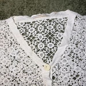 Korean White Crochet Tops