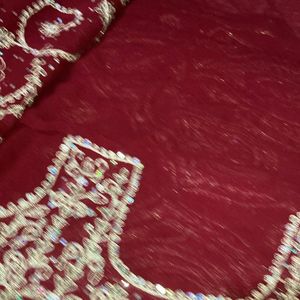 PURE GEORGETTE RED WEDDING SAREE