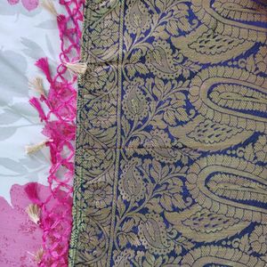 Pink And Blue Art Silk Saree For Women