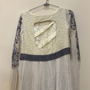 WHITE ANARKALI STYLE DRESS