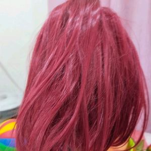 Red Korean Hair Full Head Wig With Bangs