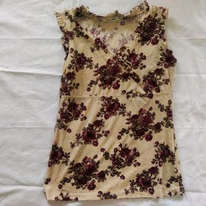 Floral Print Top With Crisscross Detail