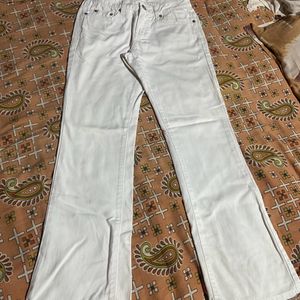 White Low Waist Bootcut Jeans