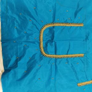 New Pattu Saree With Aari Work Blouse Without Falls