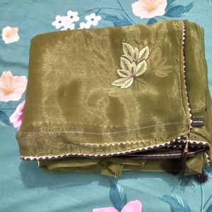 New Olive Green Chiffon Soft Silk Saree