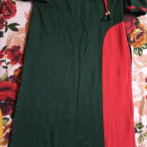 Dark Green Kurti With Design