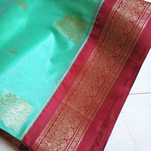 💥🆕️ Pista-Maroon Saree