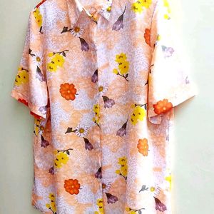 Light Orange Printed Shirt Size-44-46