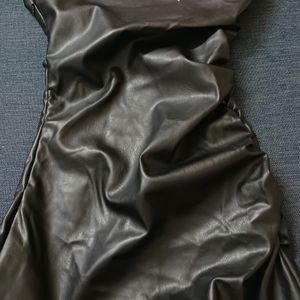 Zara DRAPPED FAUX Leather Dress