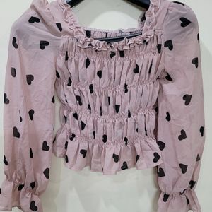 Pink Georgette Heart Top