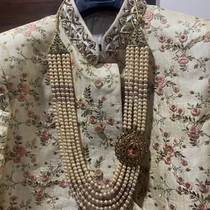 Wedding Sherwani With Saafa, Necklace