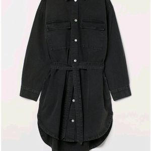 H&M Denim Shirt Dress Black